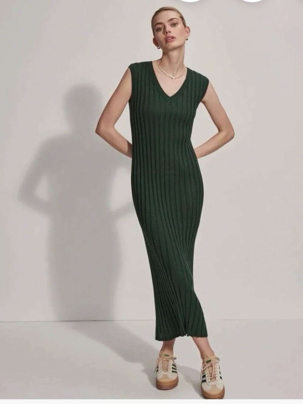 Varley Christine pointelle Ribbed V-Neck Maxi Dress - Picture 7 of 8